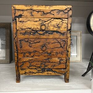 Unique Wood Burned Drawer Chest